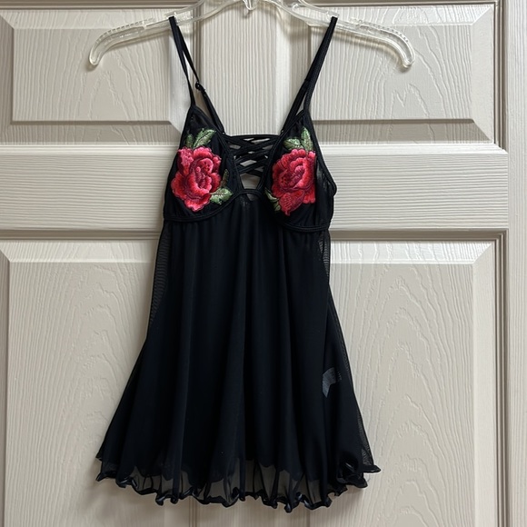 Baby Doll Embroided Cup 2 pc. Lingerie Set - Picture 1 of 14